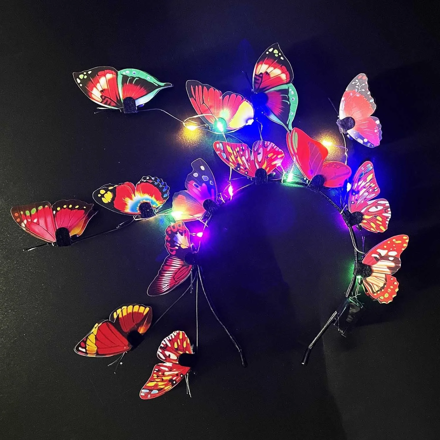 Обруч для волосся з LED метеликами, фото №4