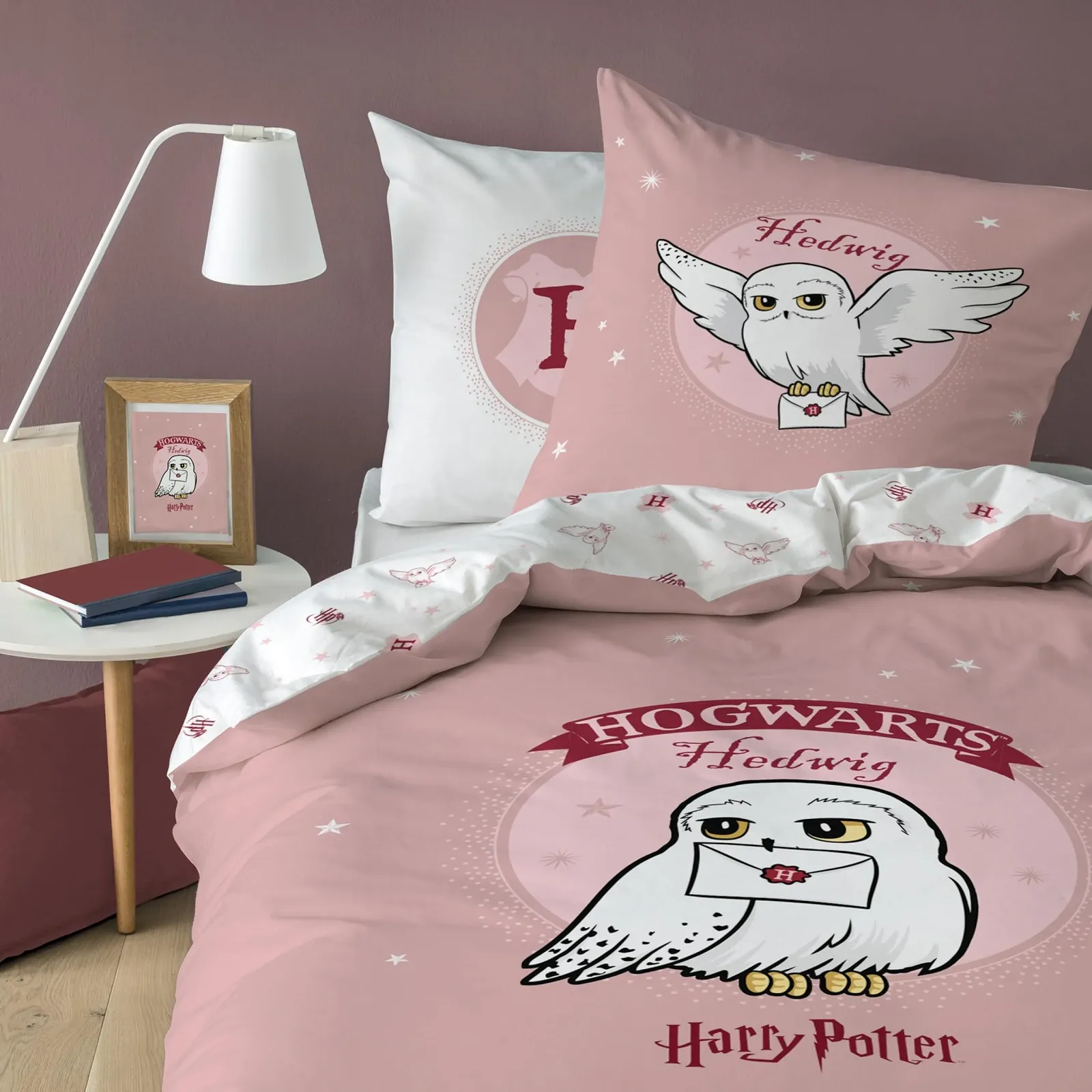 Постельное белье детское Harry Potter Hogwarts Owl Hedwig 135 x 200 см фланель 100% хлопок Розовая, фото №2