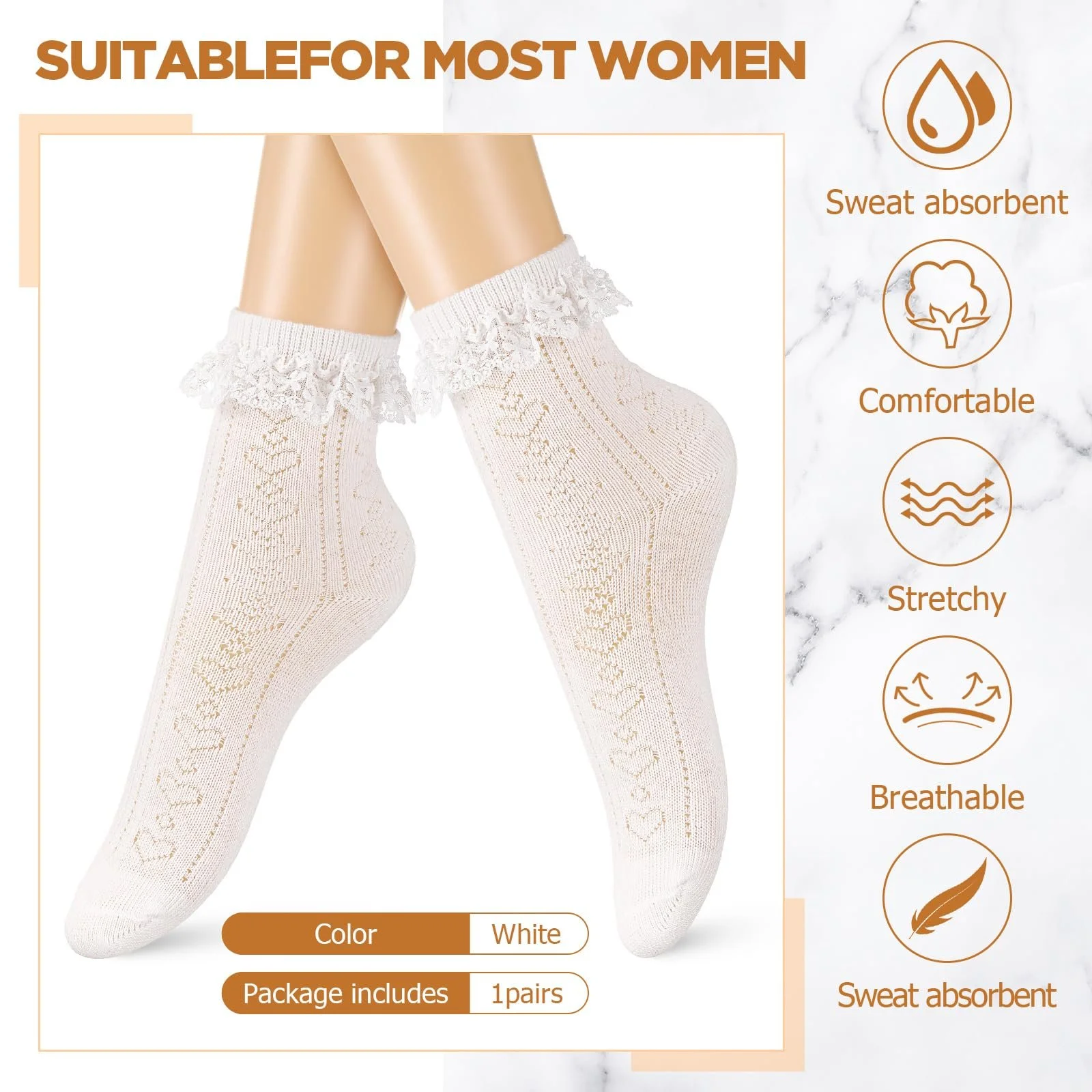 Шкарпетки Jadive Rueschen, до середини гомілки з рюшами, 3 пари, фото №3