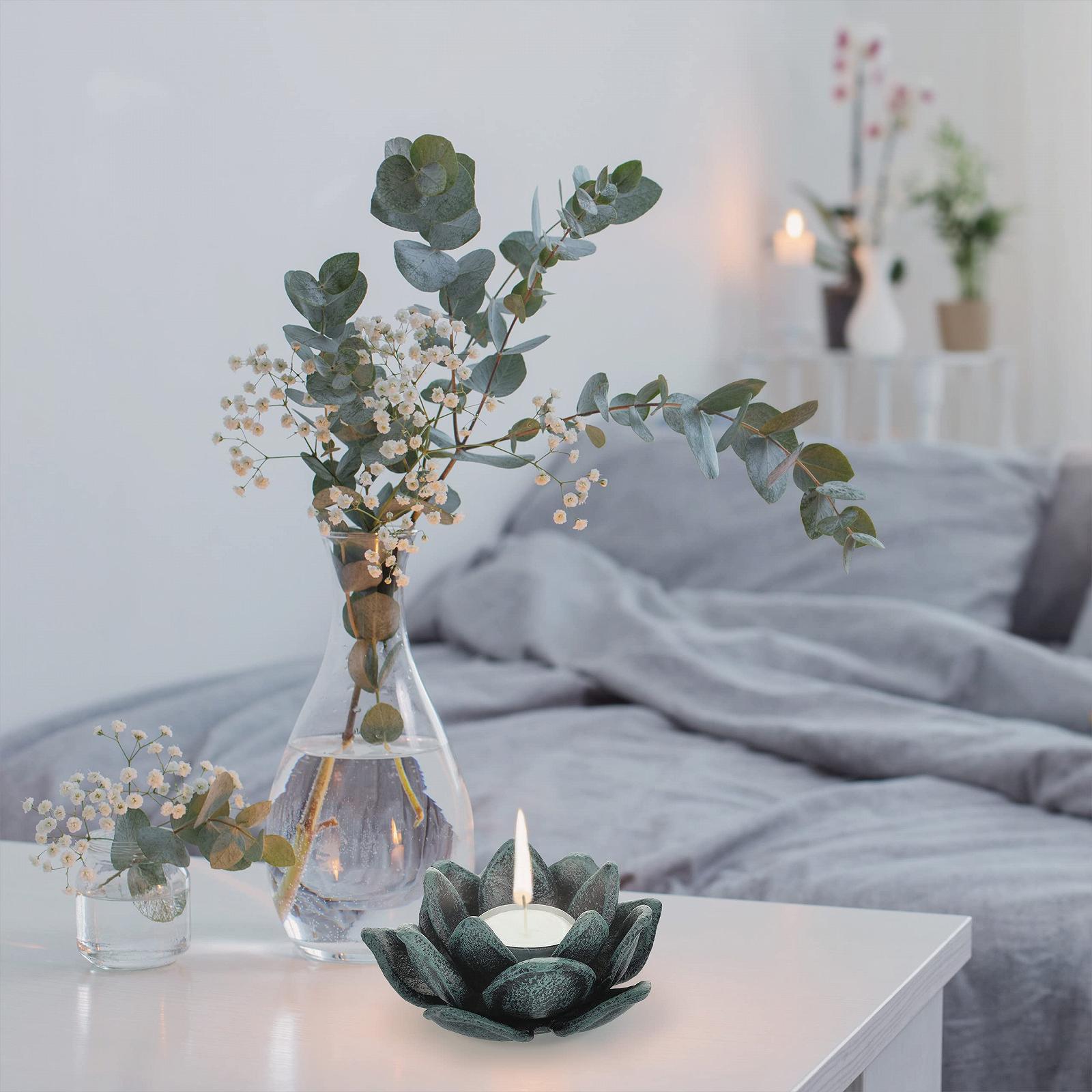 Подсвечник Relaxdays Lotus Blossom Набор 2 шт. 5,5 x 11 см Зеленый, фото №5