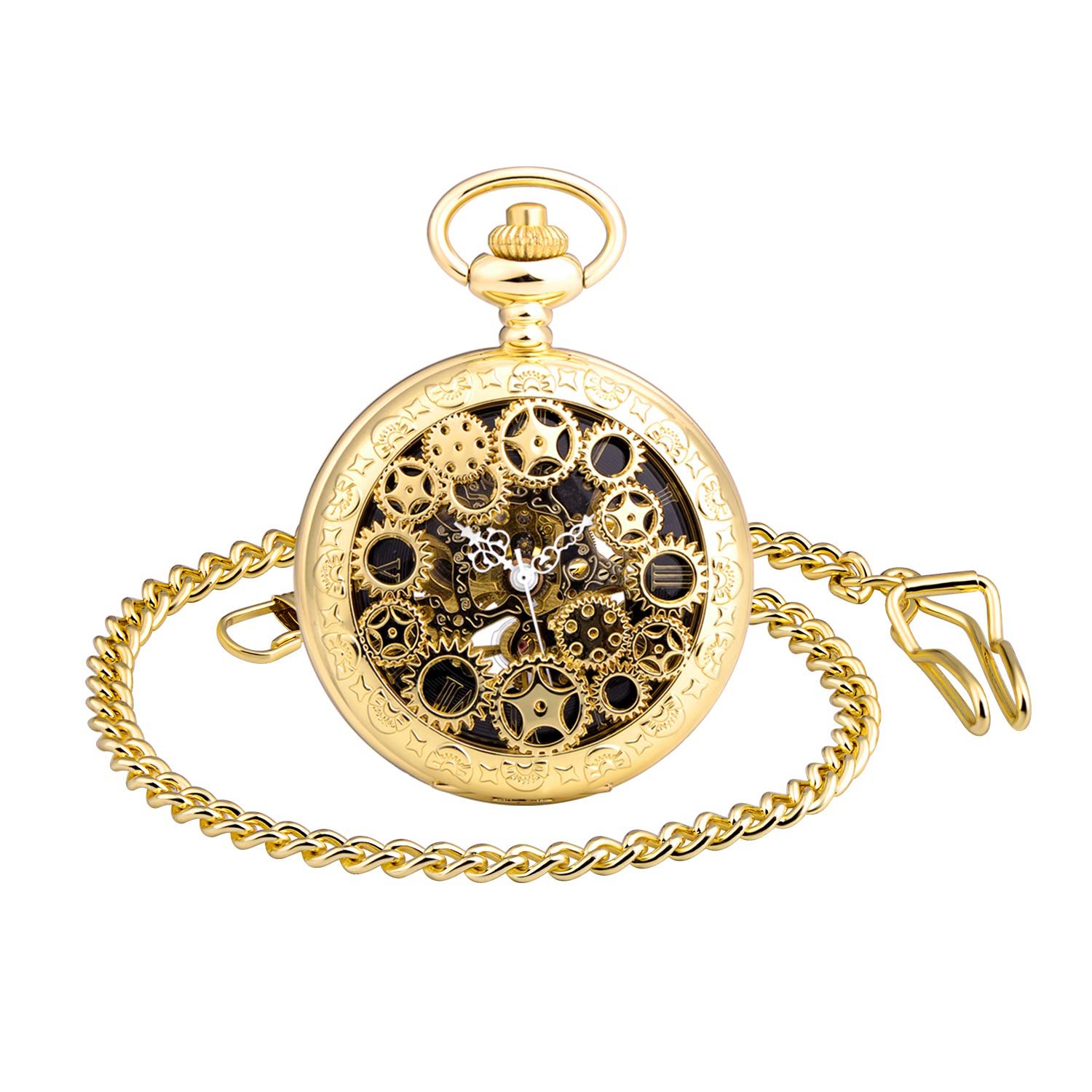 Механічний кишеньковий годинник Unendlich U, вінтаж, серія Steampunk Gears, скелетон, римські цифри, циферблат, корпус з нержавіючої сталі, фото №1