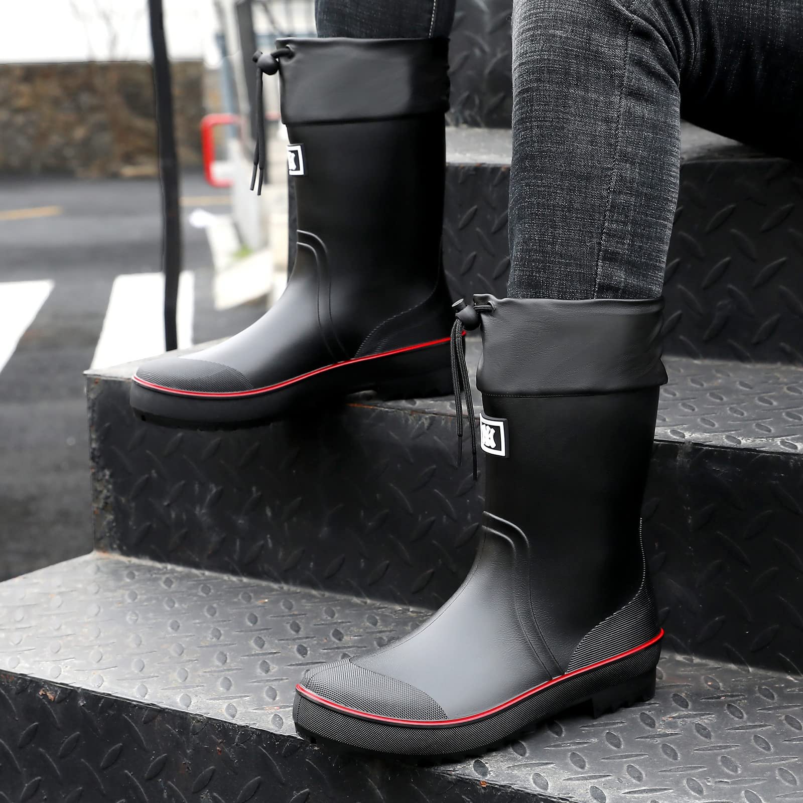 Чоловічі гумові чоботи Foinledr, напіввисокі дощові, фото №5