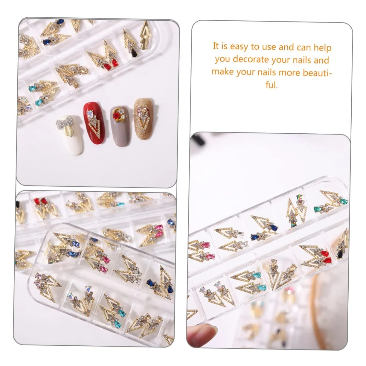 Украшения для ногтей FRCOLOR 48 шт., стразы, блестящие украшения для ногтей для стильных ногтей для маникюра, нейл-арта и вечеринок, фото №4