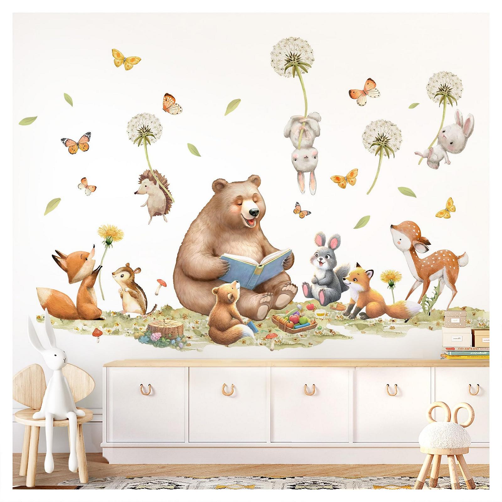 Наклейка на стену Little Deco DL5066 L Лесные животные медведь лиса, фото №1