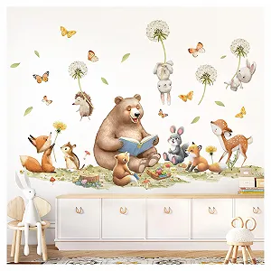 Наклейка на стіну Little Deco DL5066 L Лісові тварини ведмідь лисиця - Фото 1