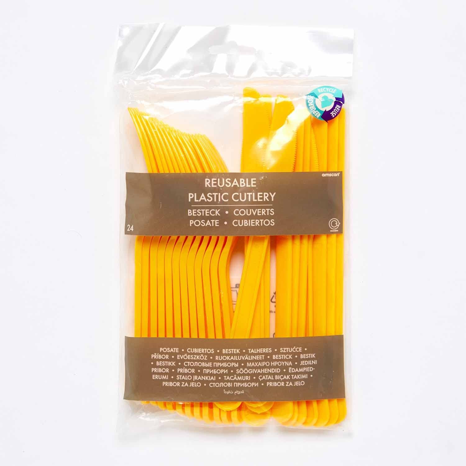 Набір Столових Приборів Amscan Buttercup Yellow Багаторазового Використання Жовтий, Пакування 24 шт, фото №3 Набір Столових Приборів Amscan Buttercup Yellow Багаторазового Використання Жовтий, Пакування 24 шт, фото №3