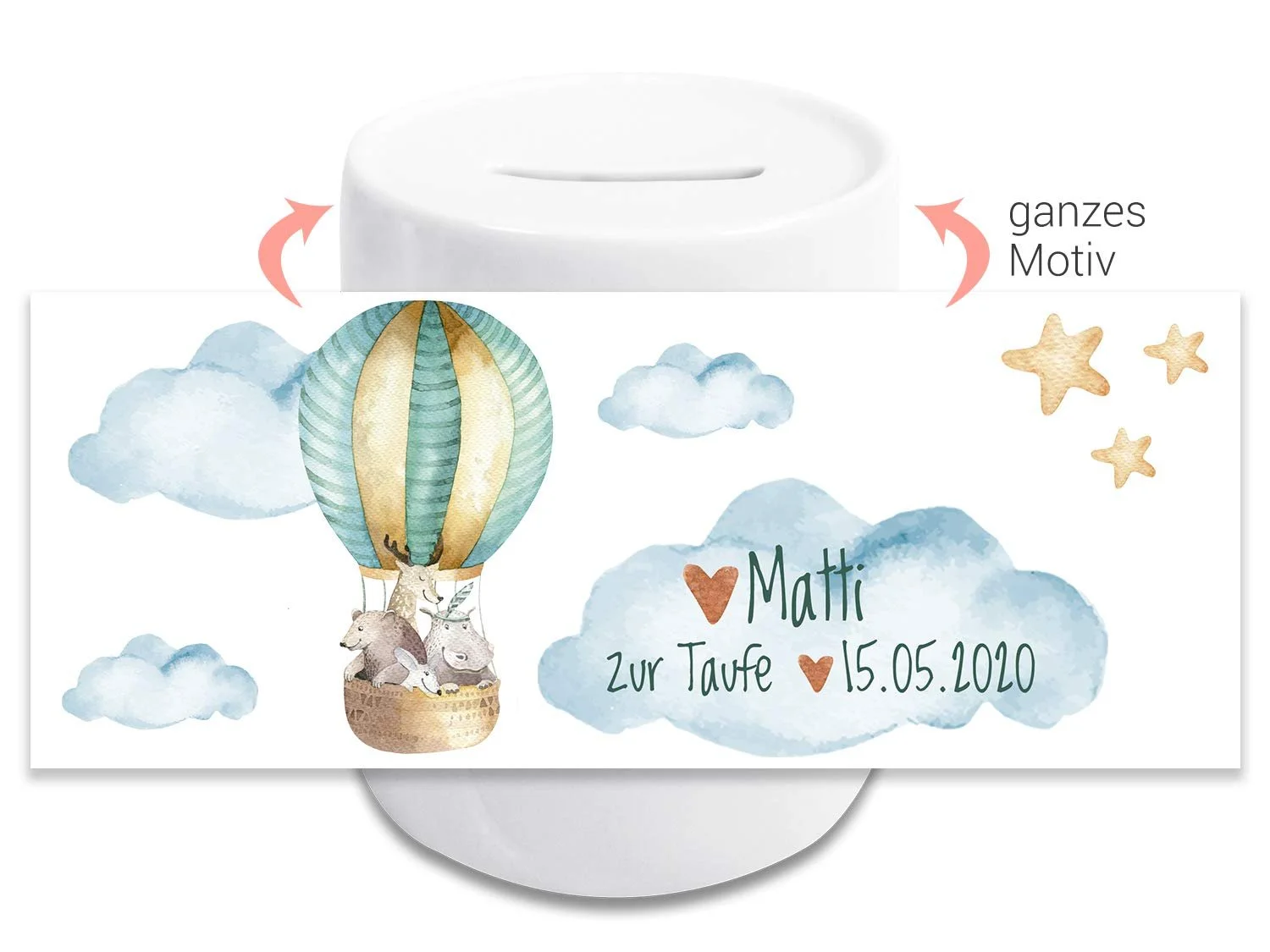 Скарбничка GRAZDesign Hot Air Balloon персоналізована керамічна, фото №2