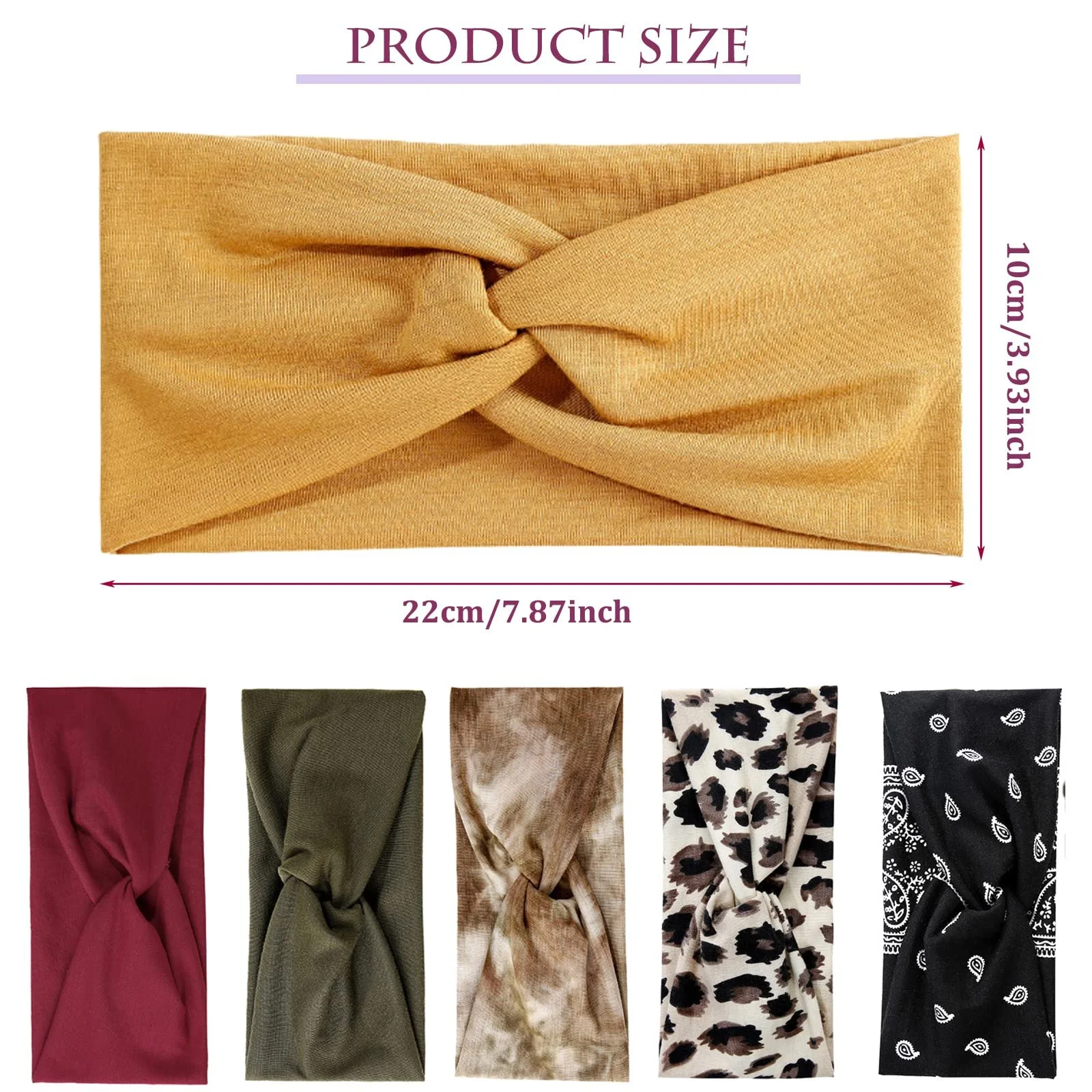 Пов'язка на голову Zhenp Широка Скручена М'яка, фото №2