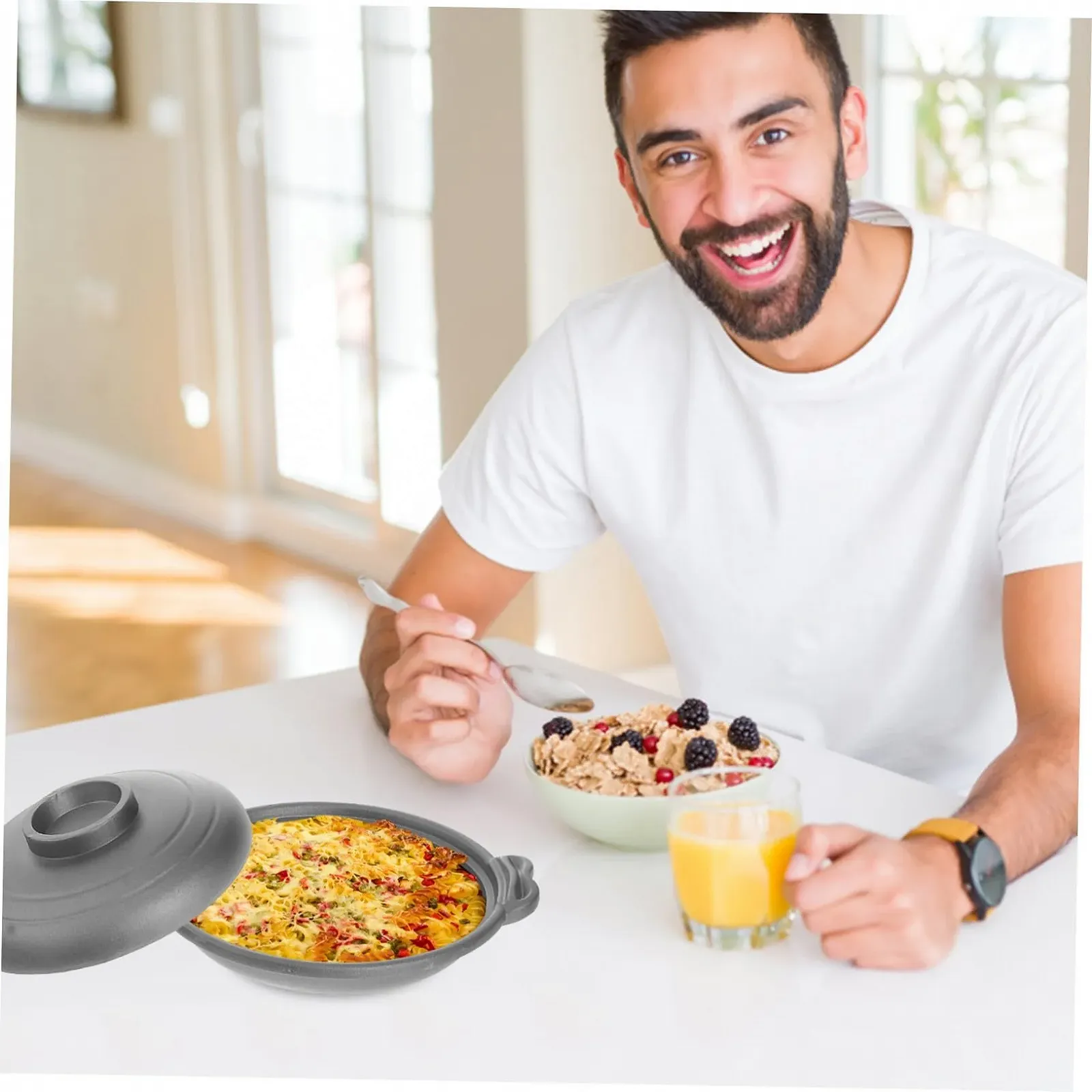 Керамическая глиняная кастрюля Антипригарная Универсальная Для открытого огня Энергоэффективная, фото №4