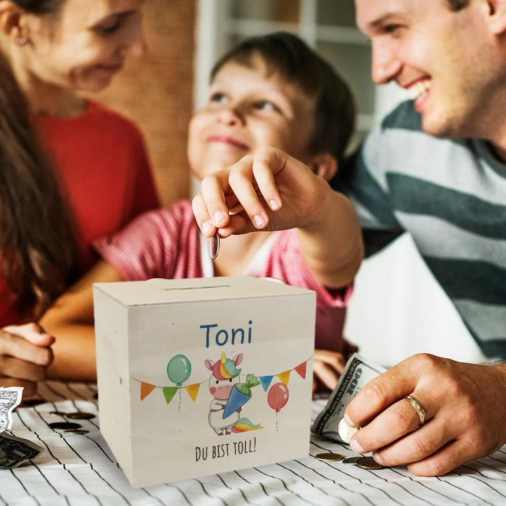 Скарбничка персоналізована Тварини для першокласників Кераміка Дерево, фото №2