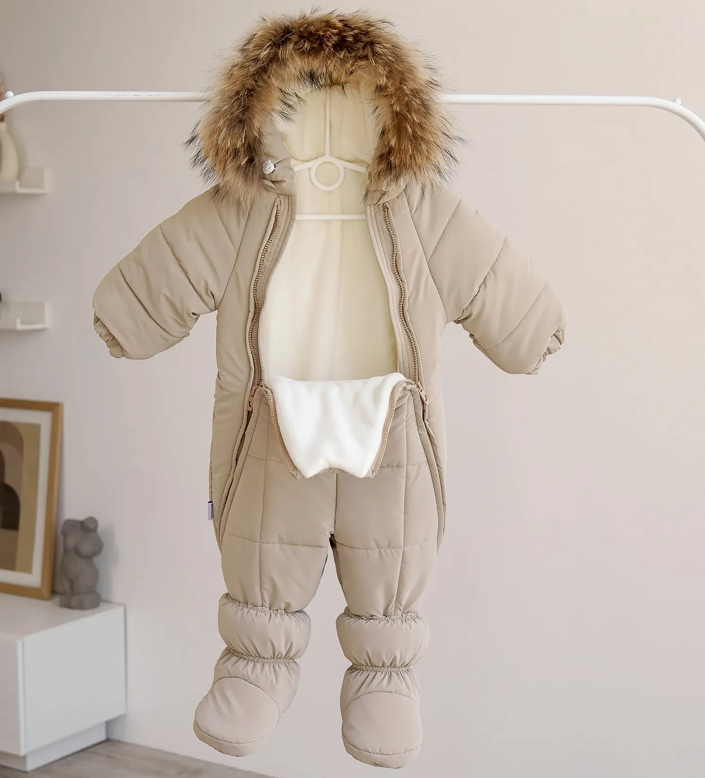 Зимовий комбінезон 74. 80. 86 р Сніжок бежевий, фото №2
