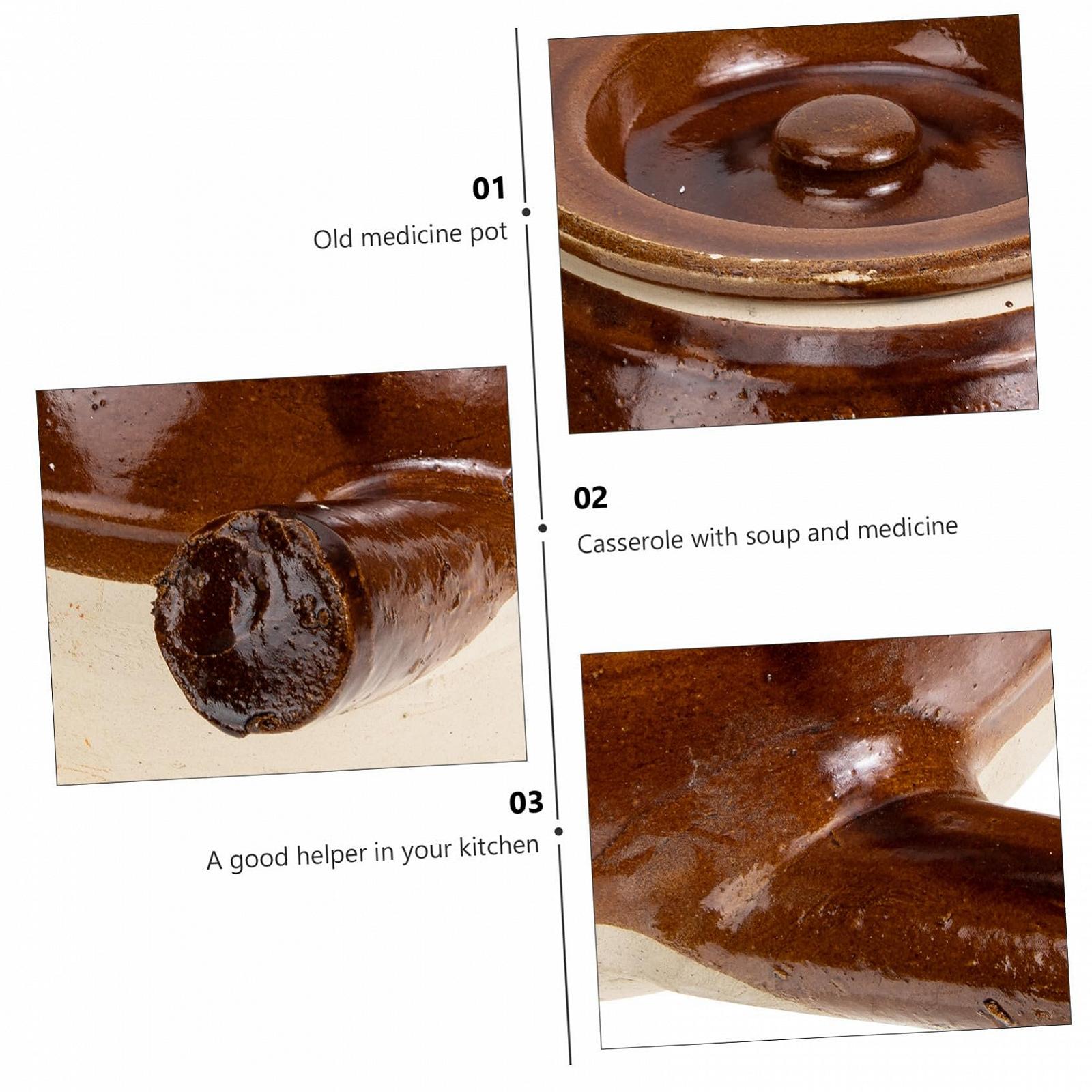 Кастрюля для китайской медицины керамическая традиционная для газовой плиты 1600 мл жаропрочная с ручками, фото №7