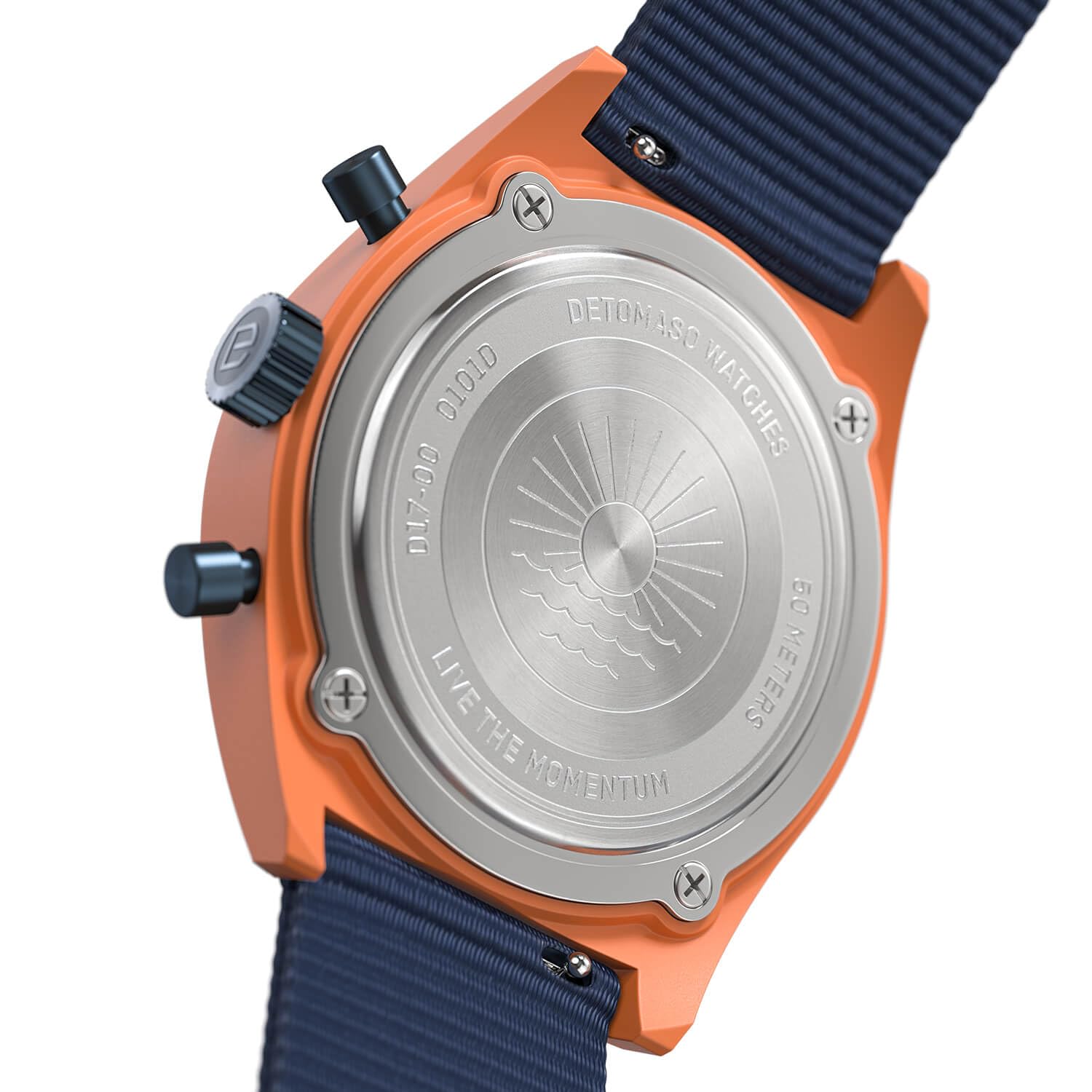 Годинник DeTomaso D10 Chrono Solar Чоловічий Аналоговий Solar Синій, оранжевий Ремінець, фото №4