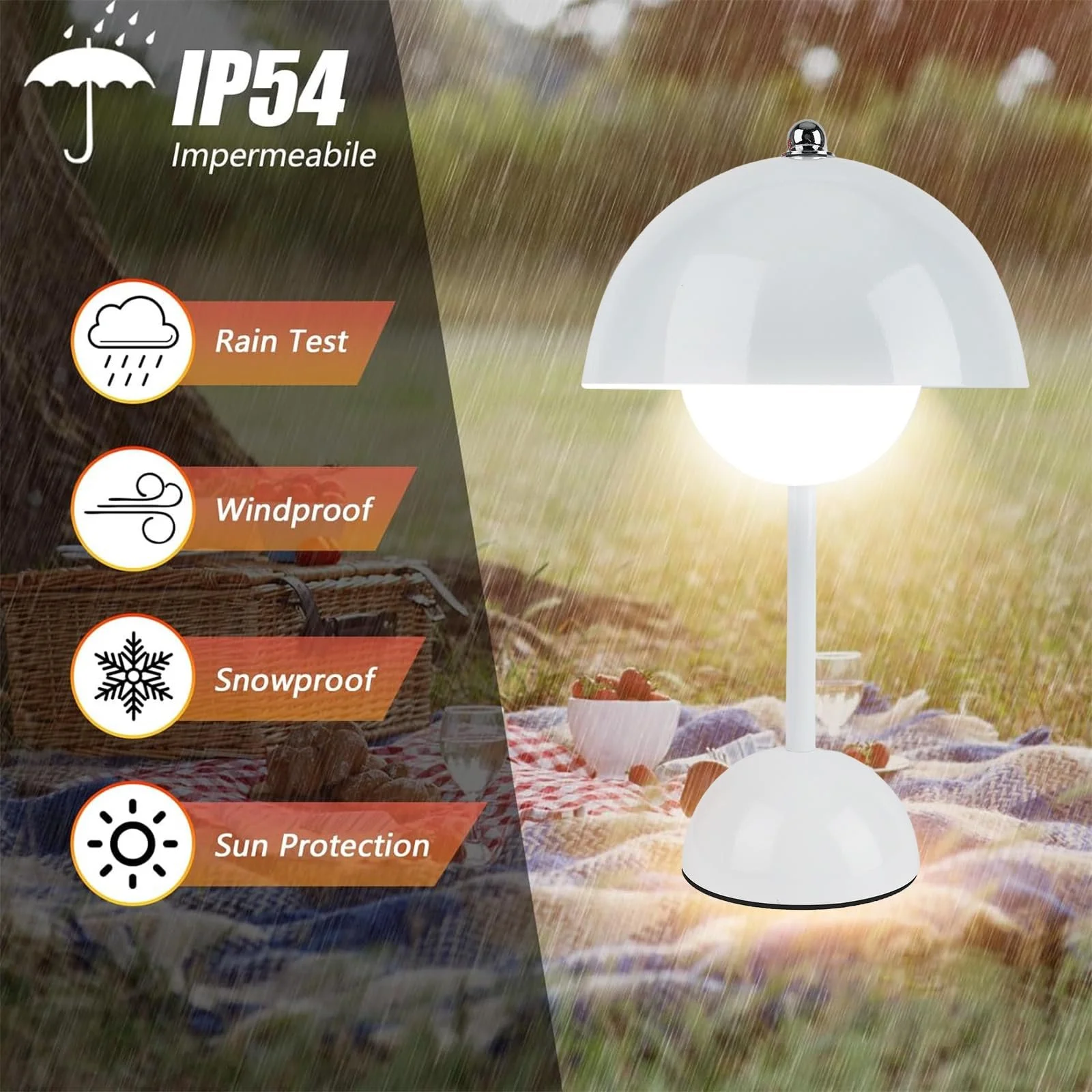 Настільна лампа LUPATDY Mushroom Flowerpot Бездротова Сенсорна Димування 3000 К - 6000 К Акумуляторна 3 режими яскравості, фото №6