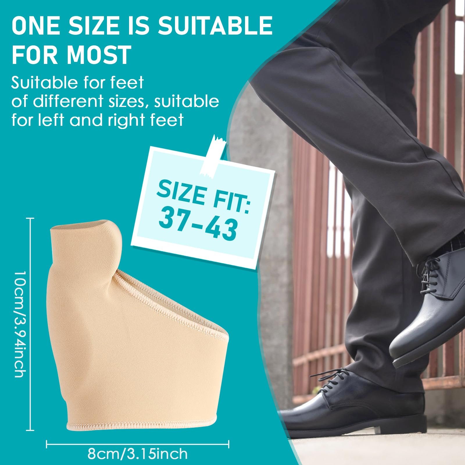 Носки Hallux Valgus, Коррекция Hallux Valgus, Корректор большого пальца стопы Hallux Valgus, Повязка для большого пальца стопы, Повязка Hallux Valgus с силиконовыми подушечками для мужчин и женщин (37-43 M, телесный цвет), фото №3