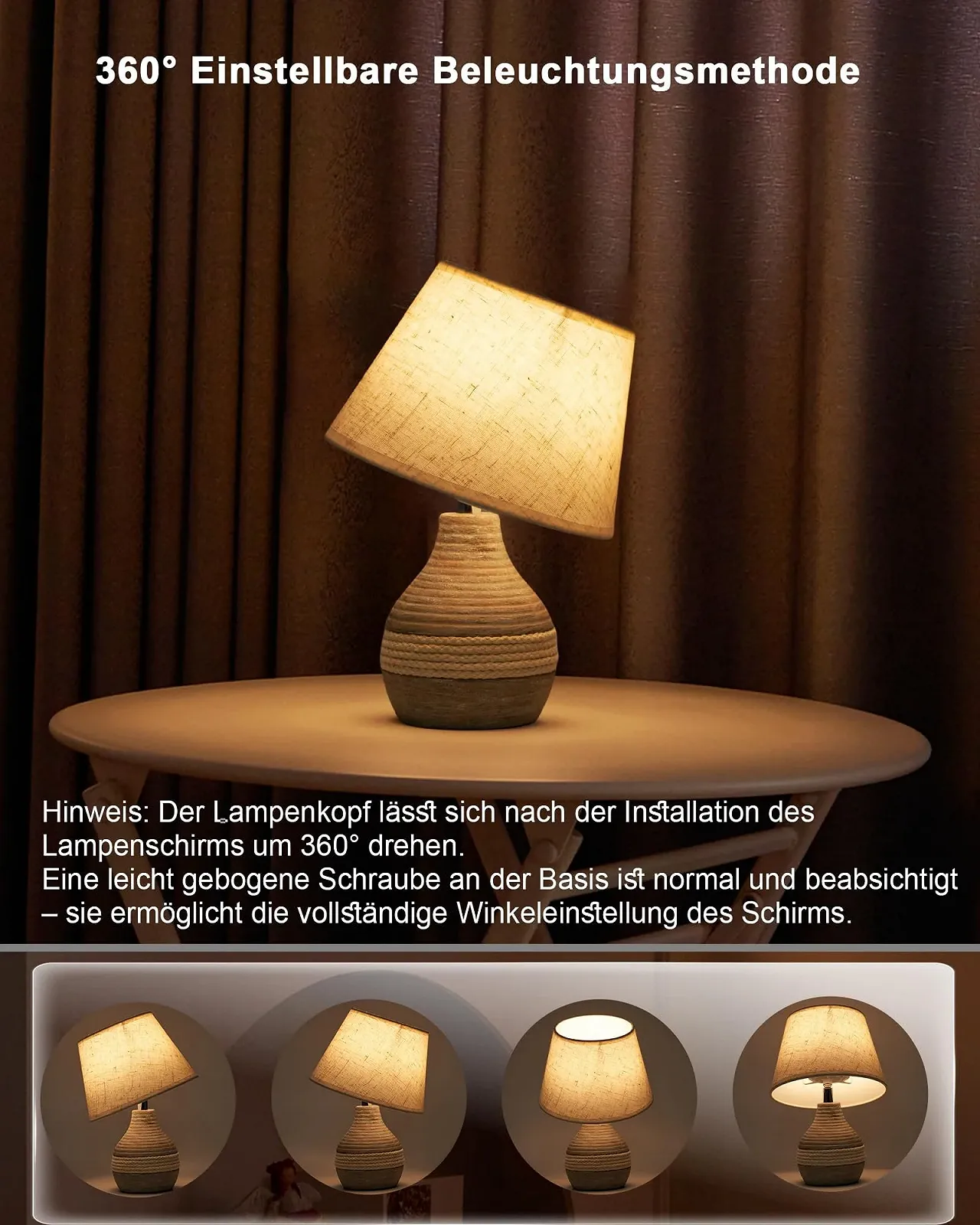 Настільна лампа керамічна бездротова таймер димер лляний плафон пульт ДК акумуляторна, фото №7