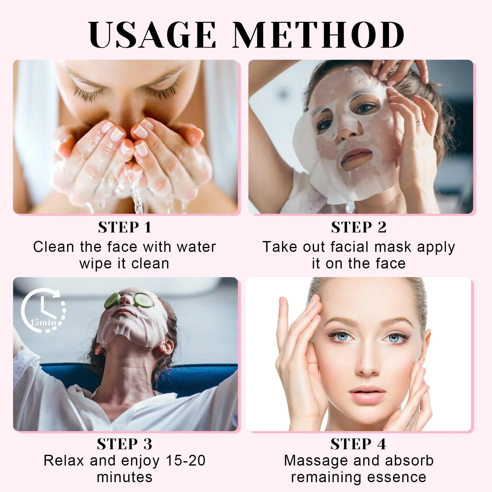 Тканинна маска для обличчя, набір 12 штук, корейський догляд за шкірою, фото №7