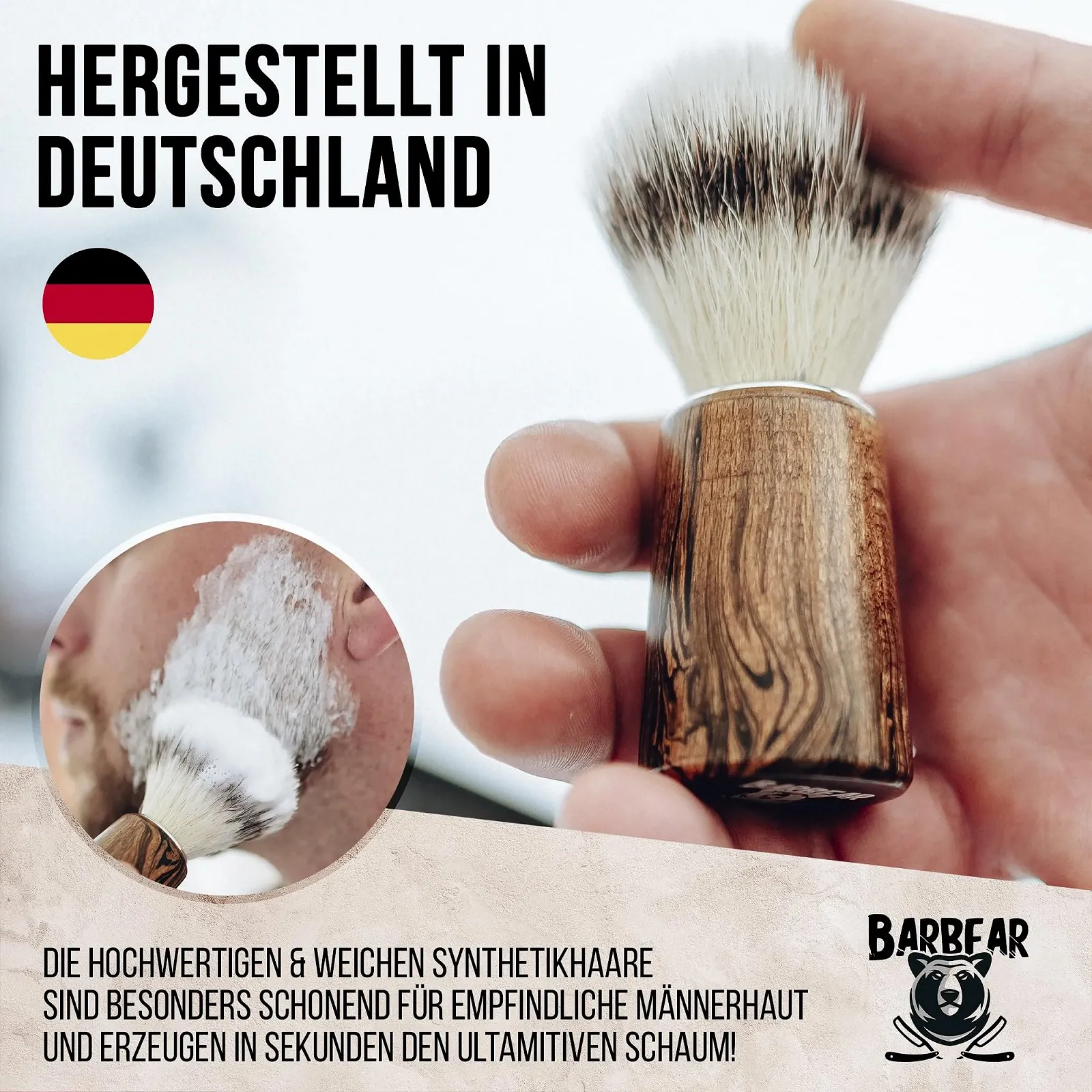 Помазок для бритья Germany Soft Bristles Beech Wood Handle, фото №2 Помазок для бритья Germany Soft Bristles Beech Wood Handle, фото №2