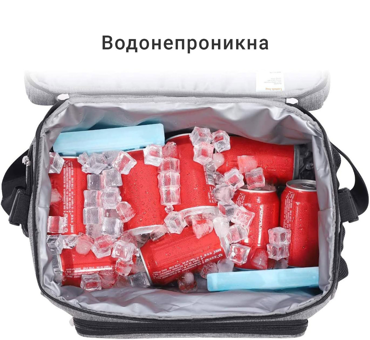 Термосумка сумка холодильник для пикника через плечо Alaska 10л серая, фото №5