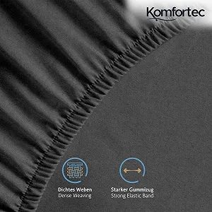 Простынь на резинке Komfortec Jersey 140 x 200 см, 100% хлопок, антрацит synthetic.ua - Фото 1