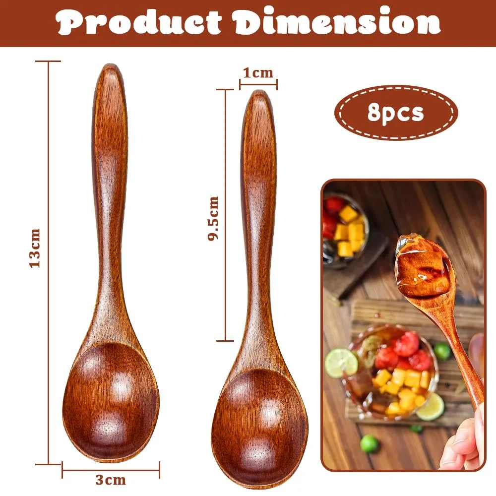 Ложка Дерев'яна Natural 13 x 3 см (8 шт. в упаковці), фото №2