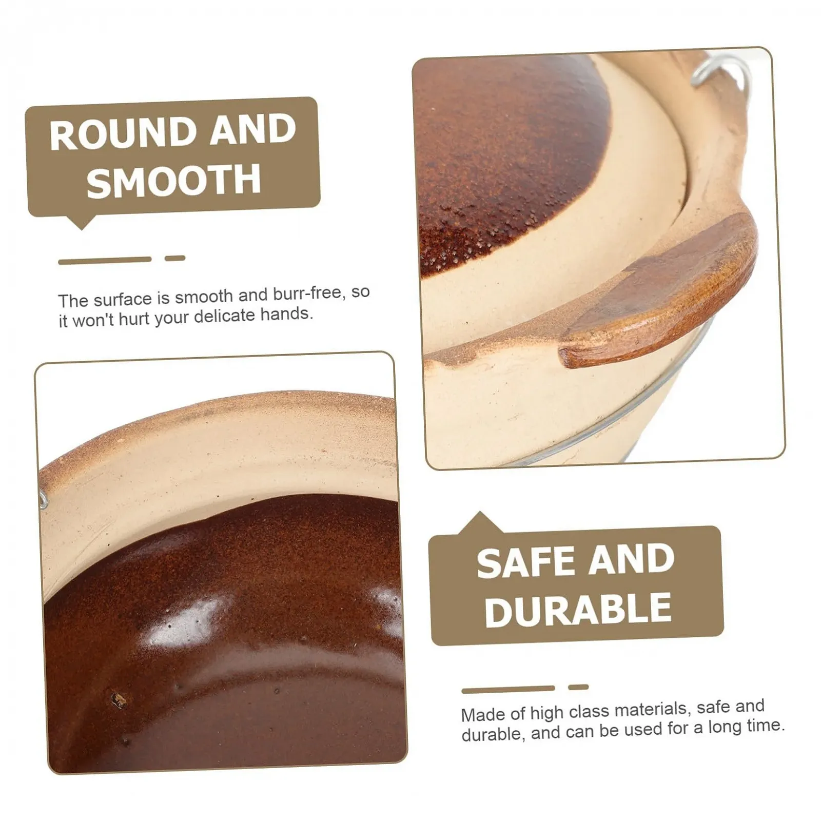 Кастрюля LIFKOME керамическая термостойкая с одной ручкой, фото №3