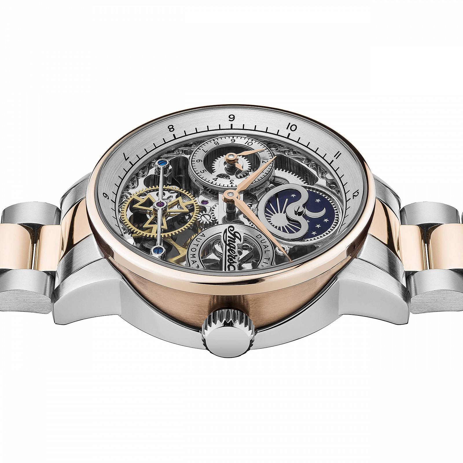 Годинник Ingersoll The Jazz Men's 42mm Automatic Moon Phase з скелетованим циферблатом та браслетом з нержавіючої сталі, фото №5