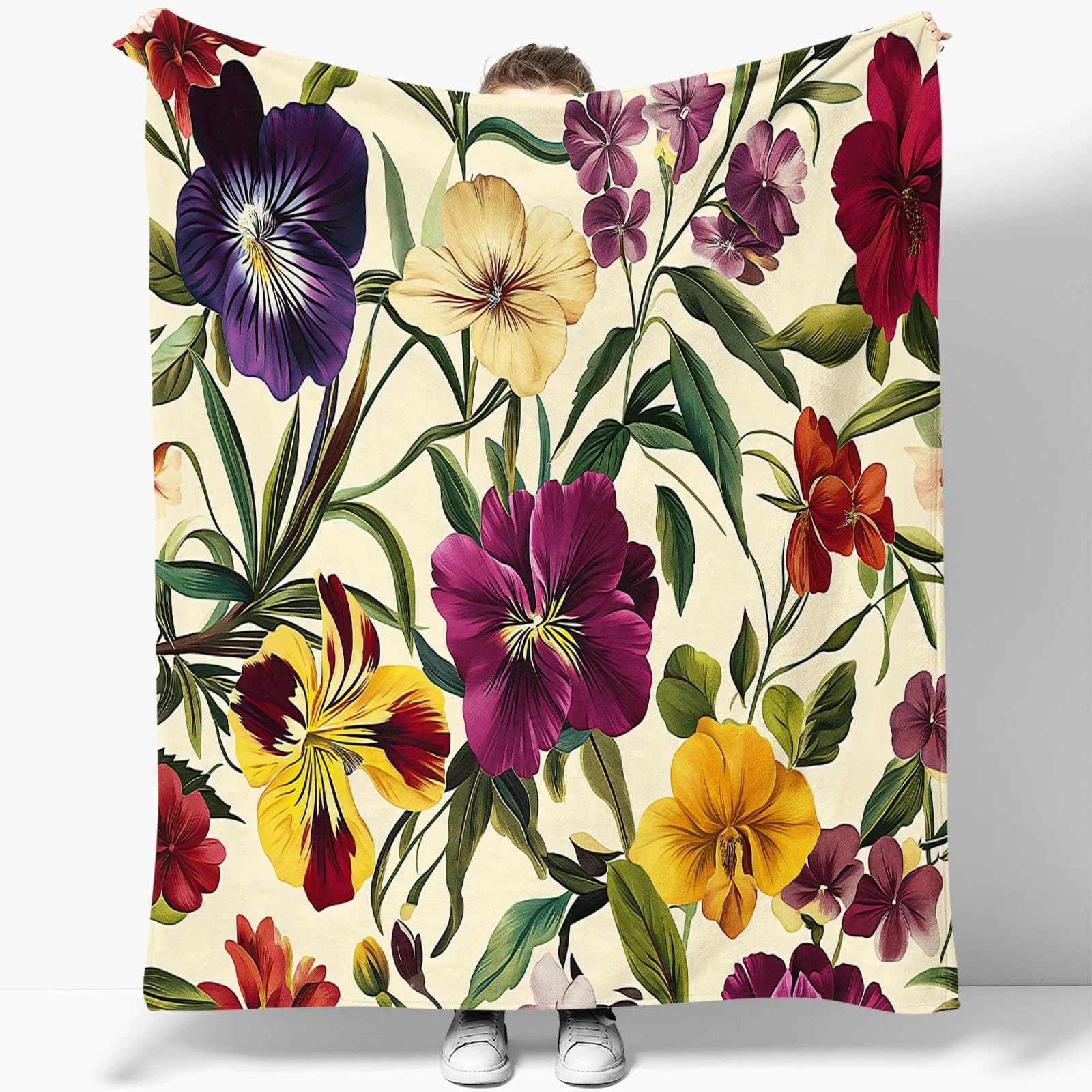 Одеяло Flauschig Weiche Kuscheldecke, Однотонный, Растения, Цветы, Красный, Желтый, 130 x 150 см, фото №5