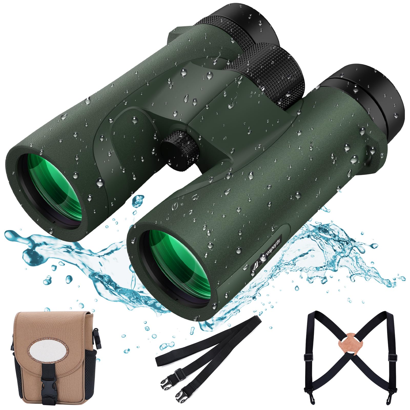 Бінокль Aurosports 10 x 42 Professional Compact Night Vision BaK4 у слабкому освітленні Водонепроникний чорний, фото №1