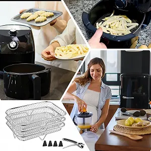 Решетки для аэрофритюрницы 3 x Stackable Stainless Steel Gripper Clip synthetic.ua - Фото 1