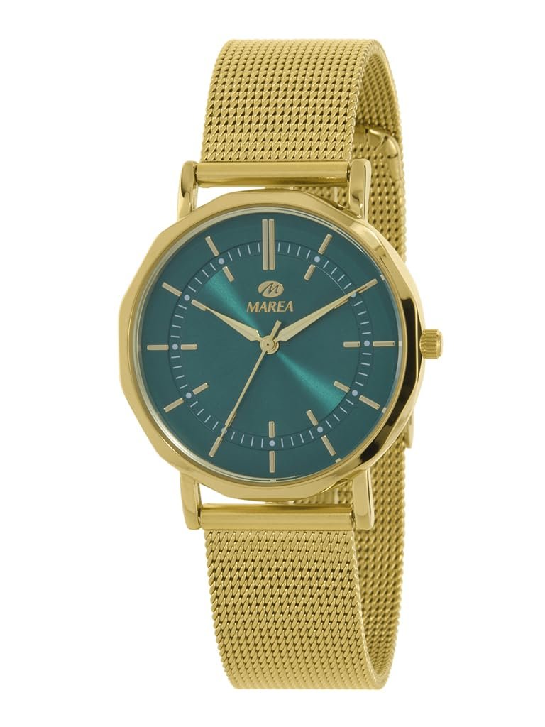 Женские часы MAREA B41404/4 - Нержавеющая сталь Золотой миланский браслет Зеленый циферблат 36 мм 3ATM Золотой, фото №1