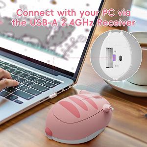 Мышь Wireless Akko Cat, 2,4 ГГц с USB Nano приемником, 3 кнопки, 1200 DPI, оптическое отслеживание, эргономичная, тихий клик, цвет Rosa Angie synthetic.ua - Фото 1