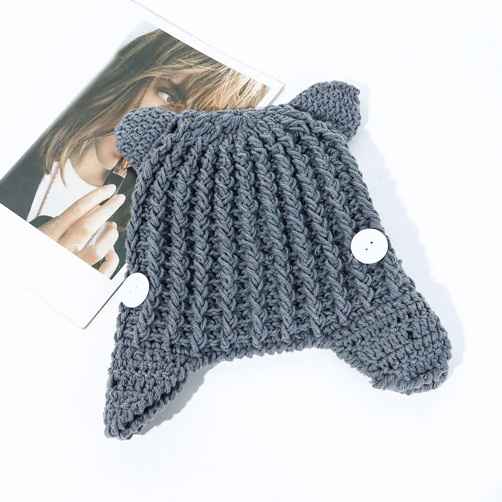 Вязаная шапка-шлем Limtula для Хэллоуина, вязаная крючком с ушками, косплей котенка, шапка-череп, стиль 2000-х, фото №4 Вязаная шапка-шлем Limtula для Хэллоуина, вязаная крючком с ушками, косплей котенка, шапка-череп, стиль 2000-х, фото №4