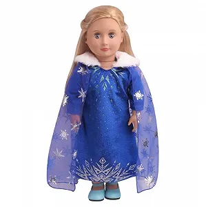 Купити Одяг для ляльки DUORUIMI Сукня принцеси королеви з накидкою для American Girl Doll 18 дюймів, візерунок сніжинки - Фото 1 Одяг для ляльки DUORUIMI Сукня принцеси королеви з накидкою для American Girl Doll 18 дюймів, візерунок сніжинки - Фото 1