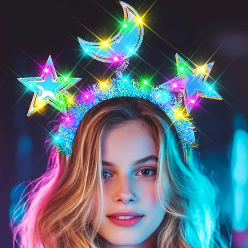 Обруч для волосся Сяюча зірка Блискучий Місяць зі світлодіодами, фото №1 Обруч для волосся Сяюча зірка Блискучий Місяць зі світлодіодами, фото №1