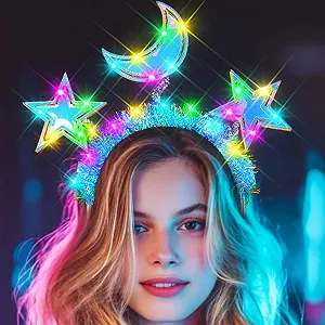 Обруч для волос Сверкающая звезда Сверкающая Луна со светодиодами - Фото 1