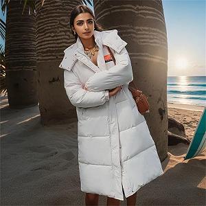 Женская длинная куртка-парка Adhdyuud с капюшоном, зимняя, повседневная, теплая, пуховая synthetic.ua - Фото 1