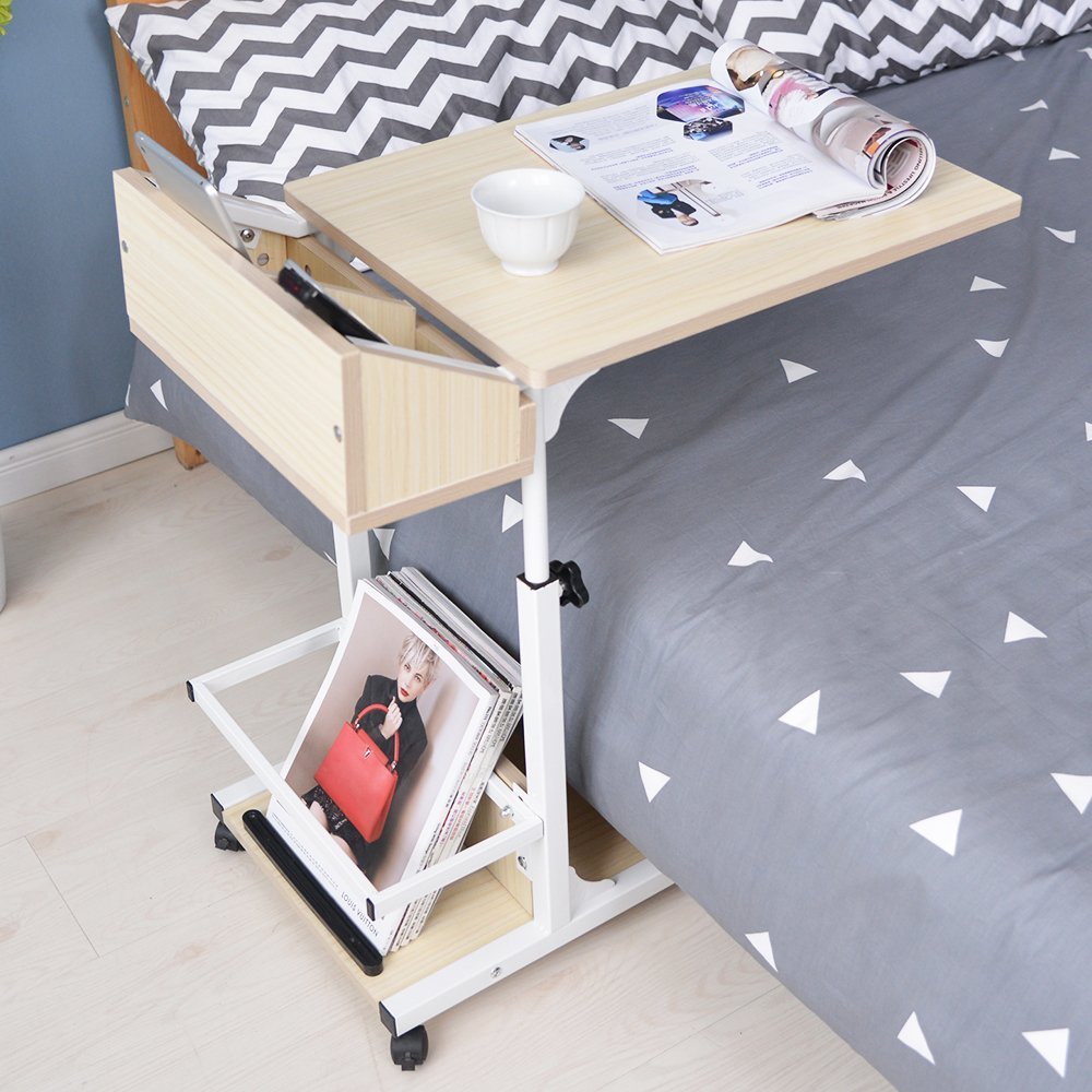 Приставний столик SogesPower регульований для ноутбука, комп'ютера, письмового столу, візок, мобільний, фото №4