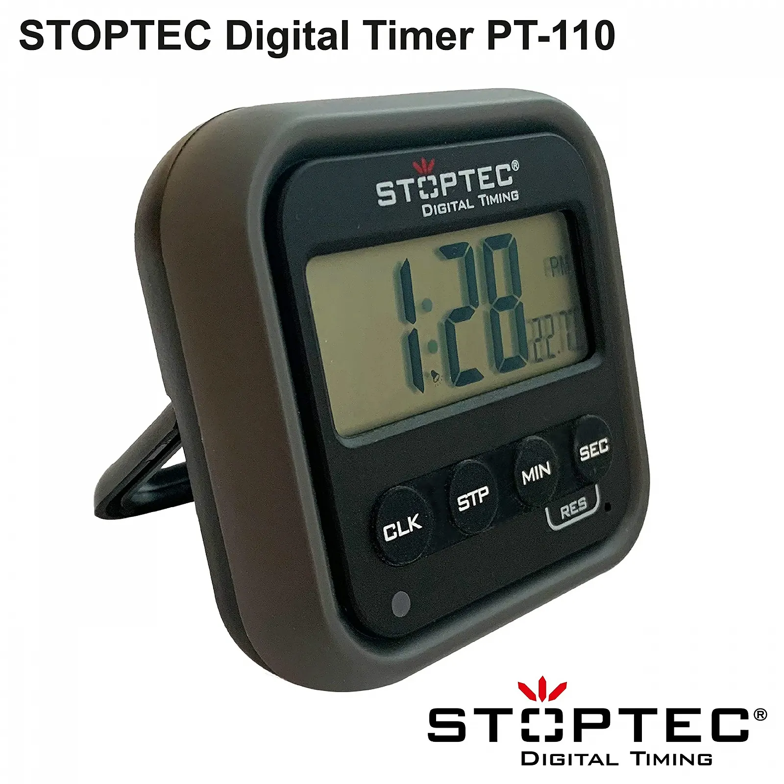 Цифровой таймер STOPTEC PT-110 Обратный отсчет Секундомер Время и будильник Температура Спорт и отдых Бесшумный Магнитный держатель, фото №2