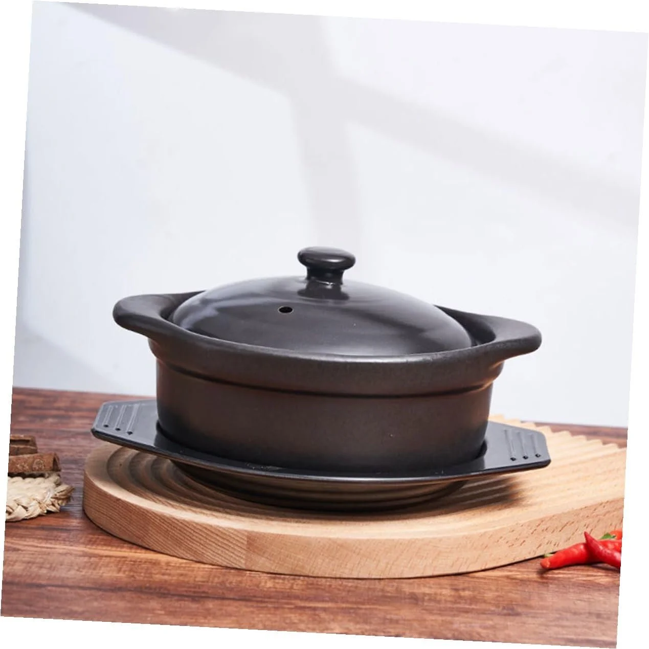 Каструля-кокор VILLCASE керамічна кухонна з кришкою термостійка антипригарна для тушкування та супів, фото №8