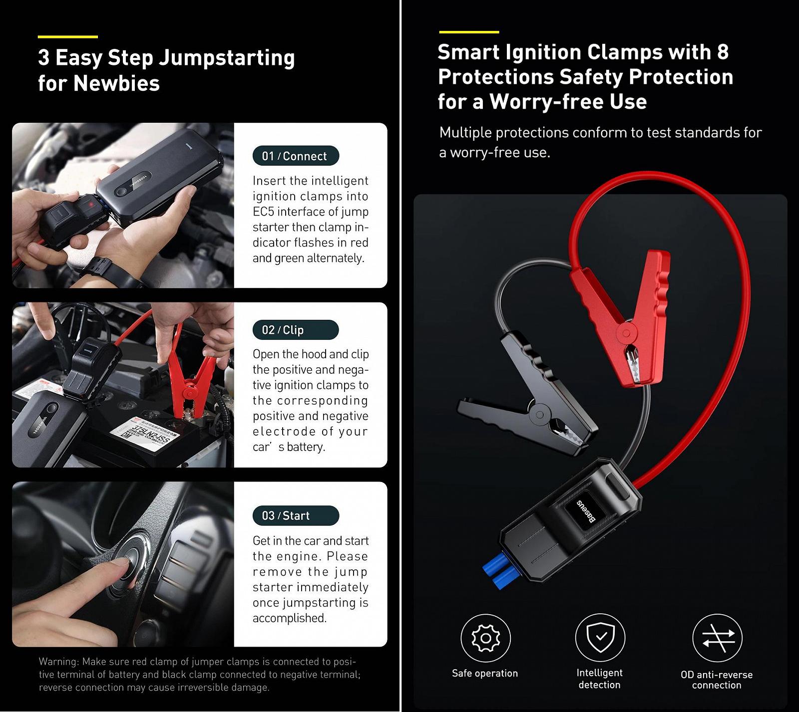 Пускозарядные устройства Baseus Super Energy Air Car Jump Starter 1000А 10000 mAh BS-CH001, фото №8 Пускозарядные устройства Baseus Super Energy Air Car Jump Starter 1000А 10000 mAh BS-CH001, фото №8