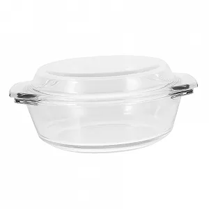 Кастрюля для запекания из термостойкого стекла с крышкой и ручками прозрачная - Фото 1