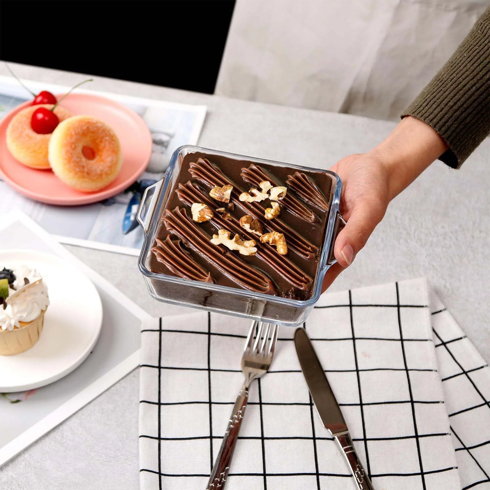 Форма для запекания MINZHI 0,5 л боросиликатное стекло для микроволновой печи духовки и холодильника, фото №6