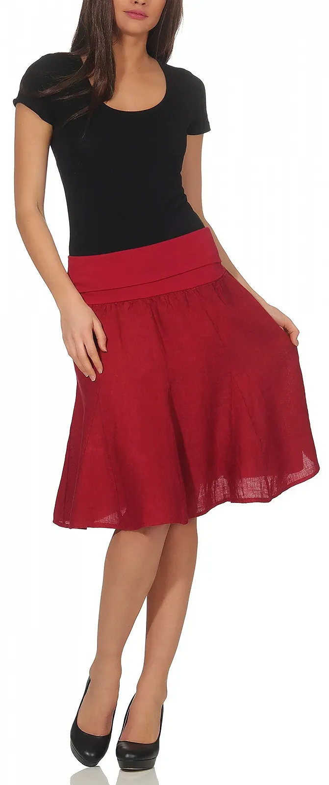 Спідниця лляна Malito жіноча з еластичним поясом проста, фото №4