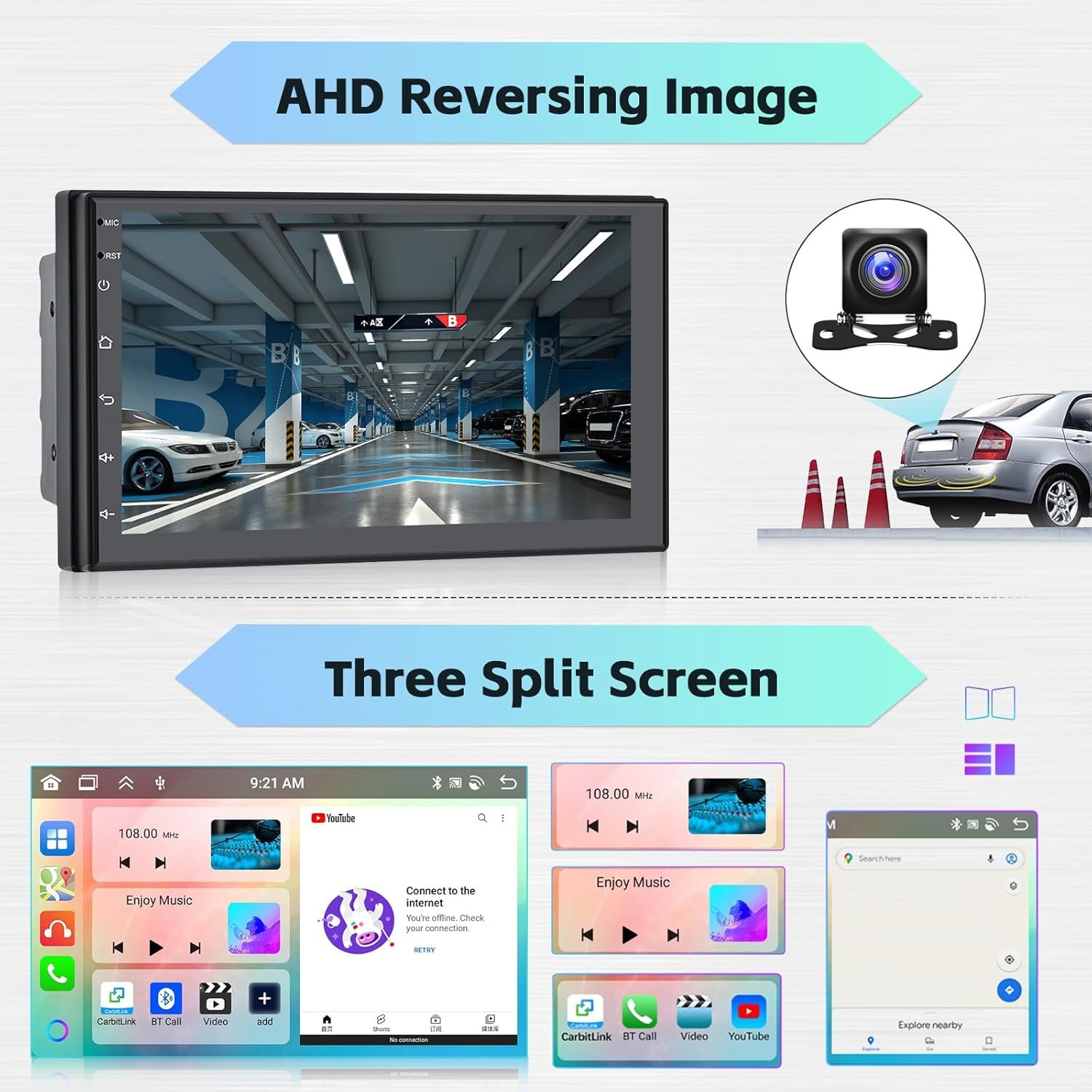 Автомагнітола Hikity / 7" / Сенсорна / 4/64Гб / Android 13 / Apple CarPlay / Android Auto / Bluetooth / WI-FI / GPS / FM / 2DIN, фото №7