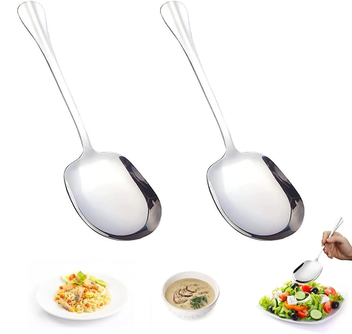 Ложка для сервірування нержавіюча сталь велика (2 шт.) 25.5 x 7.3 см, фото №1