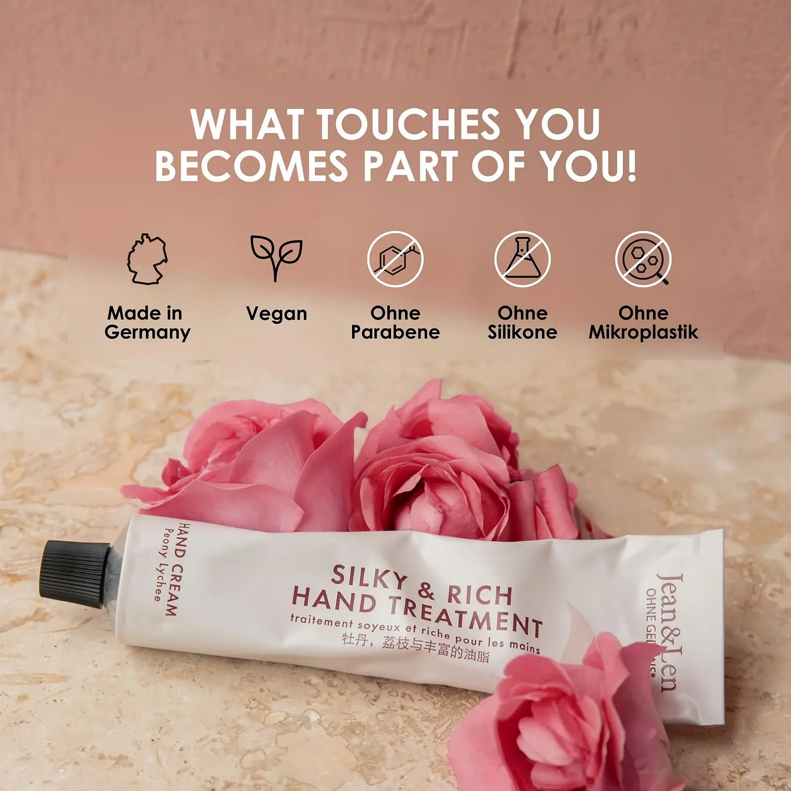 Крем для рук Jean & Len Silky & Rich Treatment Півонія та Лічі 75 мл, фото №5