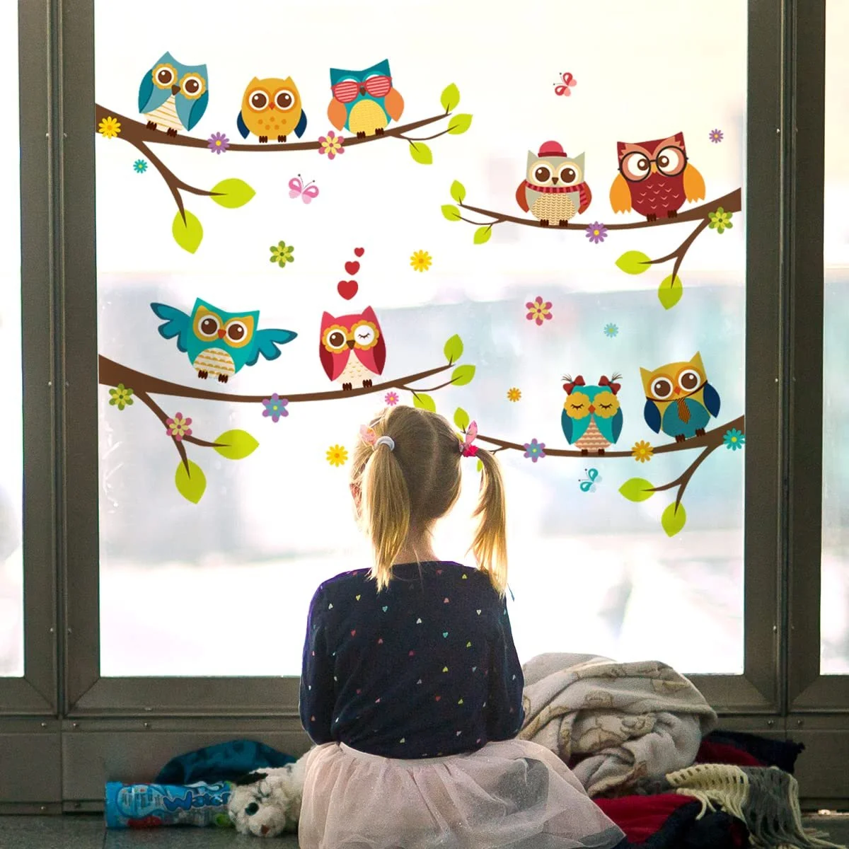 Наклейка на стену WandSticker4U 9 Cute Owls Совы на ветках 120 x 100 см, фото №3