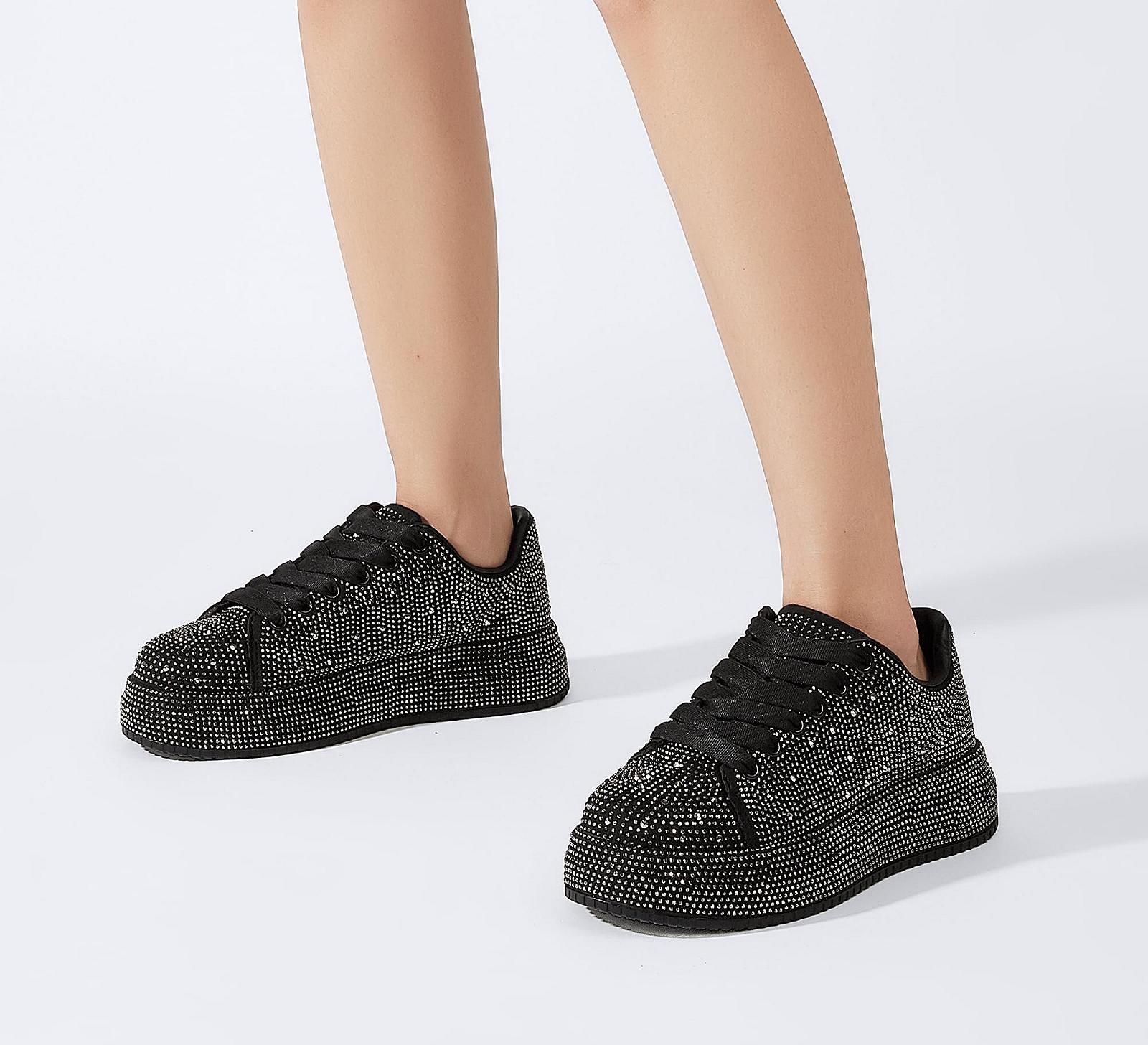 Кросівки LUCKY STEP Rhinestone для жінок, платформа, блискучі, тенісні туфлі, модні весільні кросівки для прогулянок, фото №6