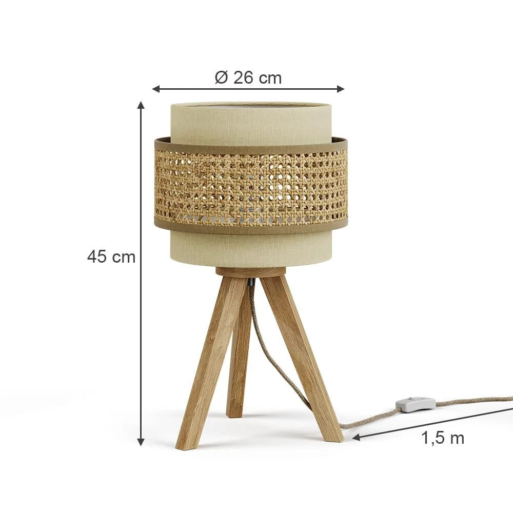 Настільна лампа Vicco Morten Ротанг Дерево Кремова 26 x 45 см E27, фото №3